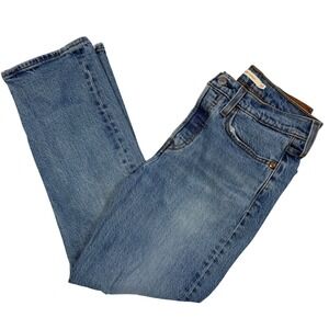 Levi's Premium Wedgie Straight Jeans Ripped‎ Distressed Denim Blue Size 27